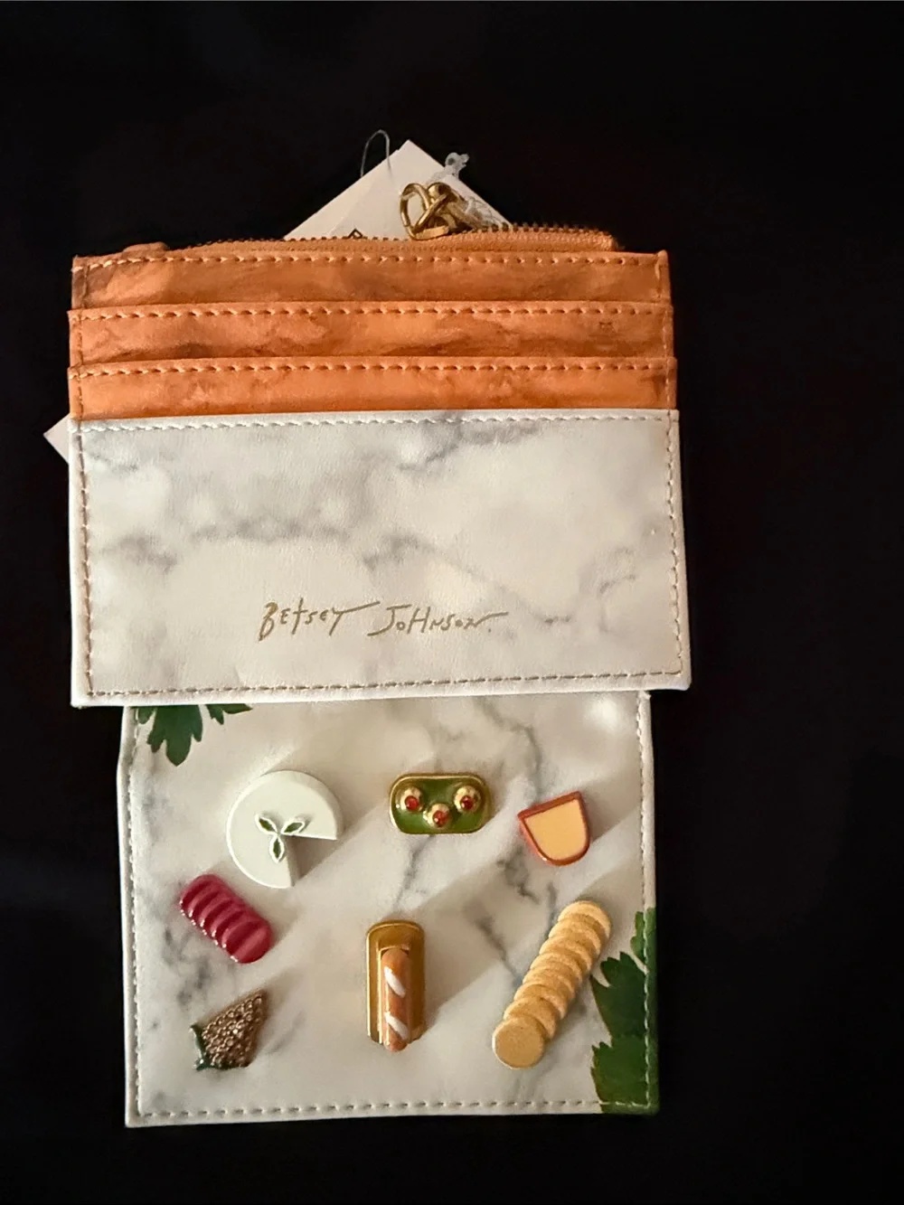 Embellished White and Orange Women's Wallet with Gold Accents